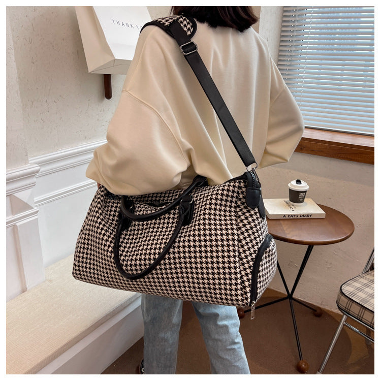 Travel Large Capacity Plaid Colorblock Handbag For Women