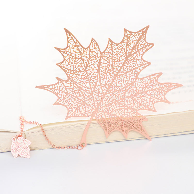 Metal Creative Paper Pattern Hollow Plating Maple Leaf Tassel Apricot Leaf Bookmark