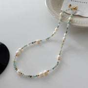 Natural Stone Pearl Necklace French Style