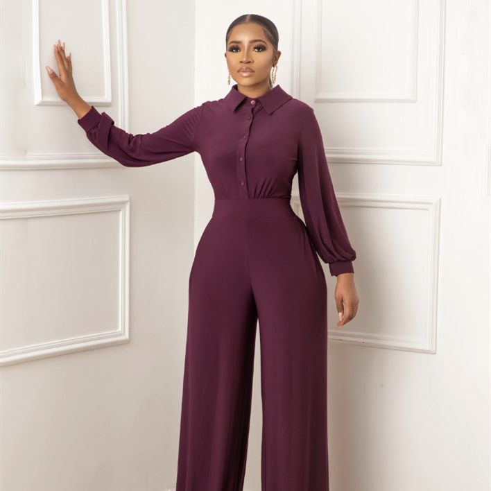 Europe And America Solid Color Casual Women's Jumpsuit