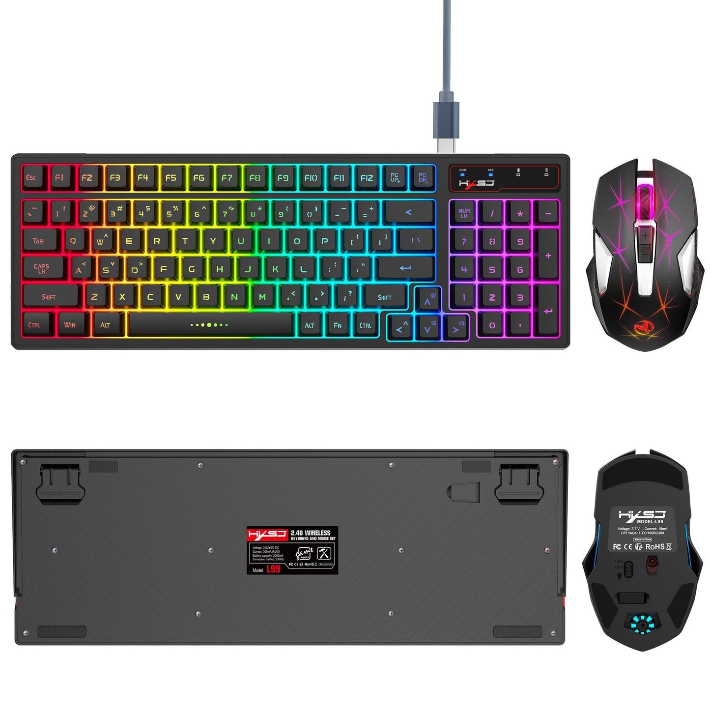 L99 Wireless Rechargeable 2.4G Keyboard and Mouse Set