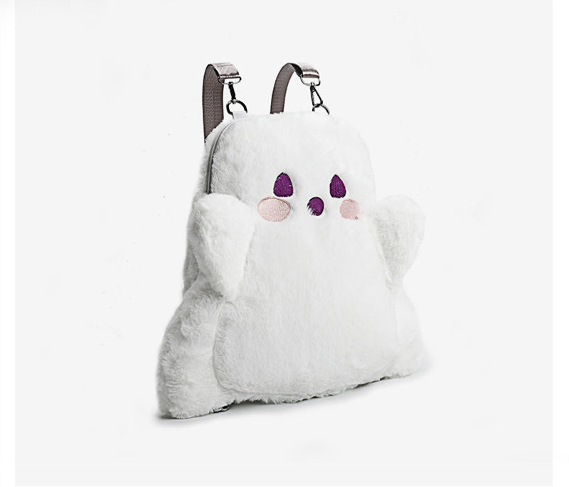 Cartoon Cute White Ghost Face Doll Plush Backpack