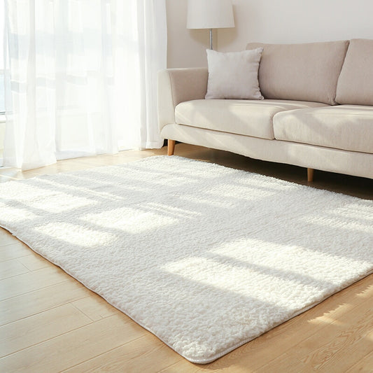 Living Room Carpet Solid Fluffy Soft White