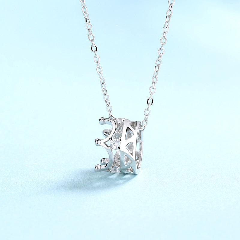 Simple Fashion Female Pendant S925 Sterling Silver Crown Necklace