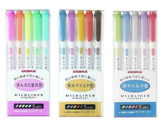 Zebra Mildliner Double-Sided Highlighters 5 Pieces