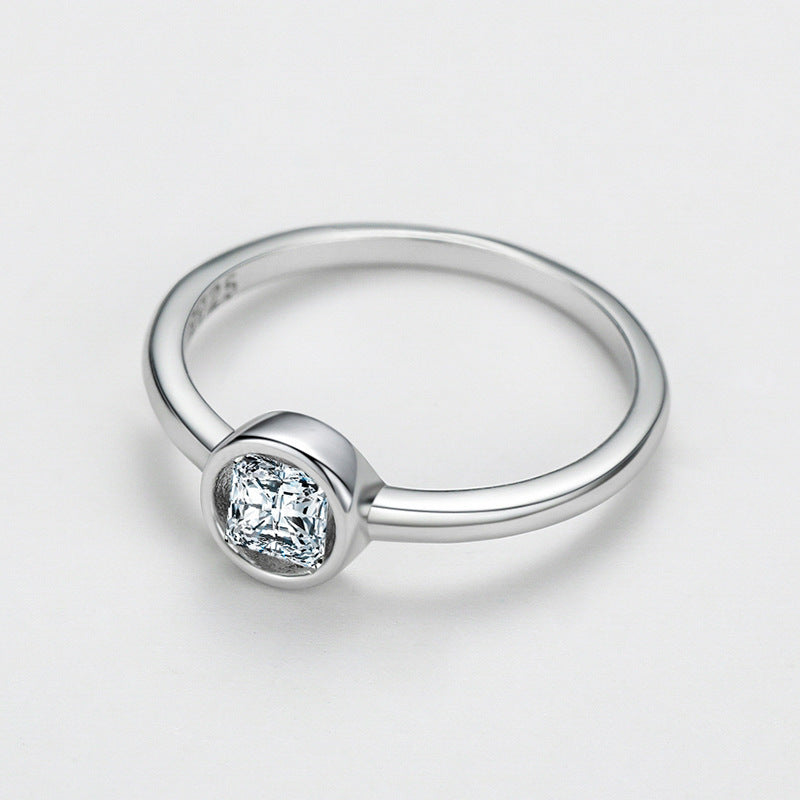 S925 Sterling Silver Artificial Diamond Zircon Ring Female Japanese And Korean Style