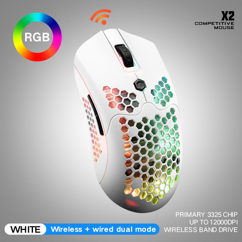 Wolf X2 Wireless Mouse RGB Dual-Mode Gaming Mouse 