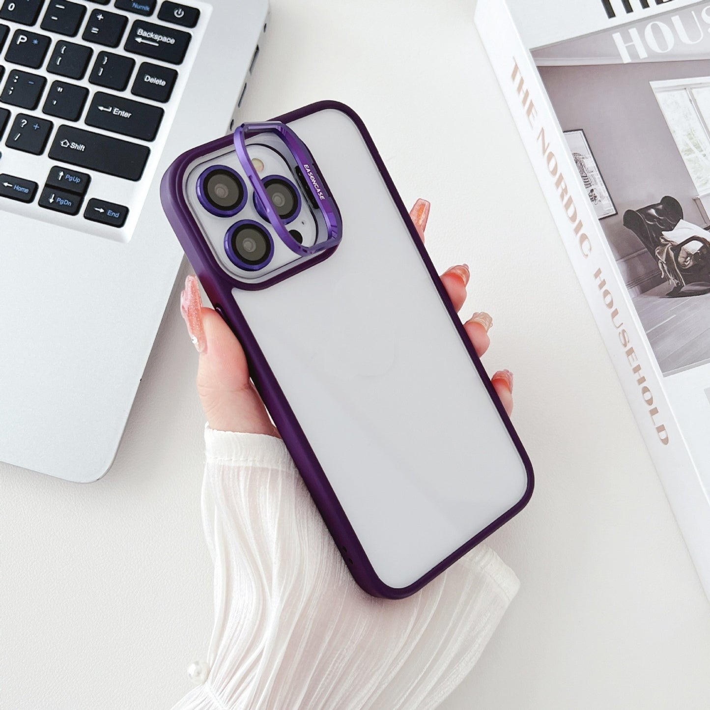 Metal Lens Invisible Bracket Phone Case