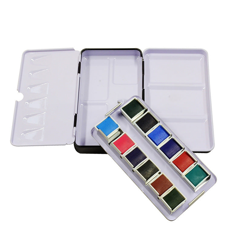 Solid Watercolor Iron Box Pigment Painting Three Fold Empty Iron Box