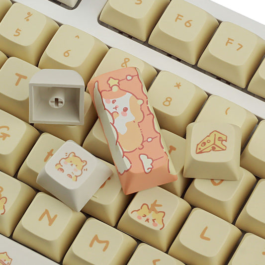 Mechanical Keyboard Keycaps Custard Cute Fit 68 75 98 100 Column Key Cap