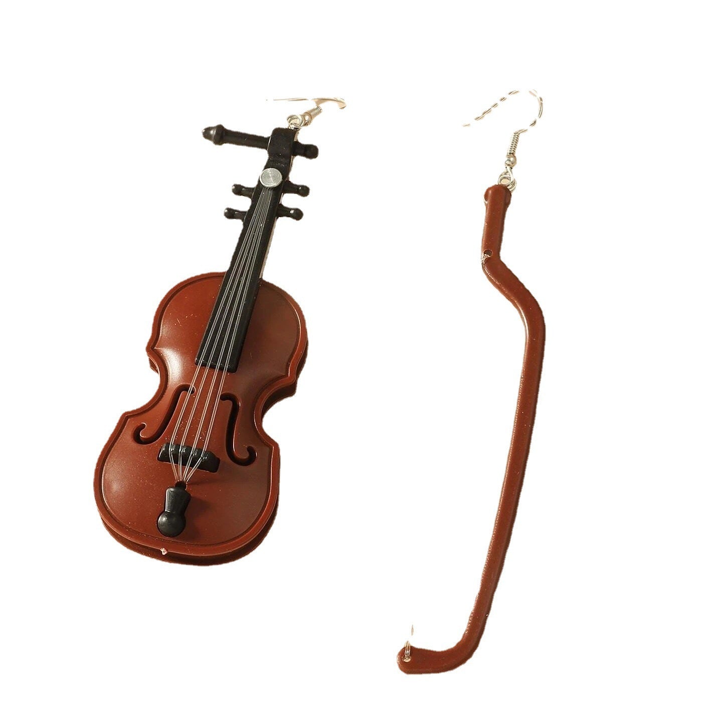 Asymmetric Wood Grain Violin Asymmetric Earrings