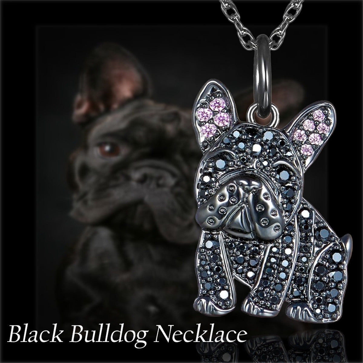 Black France Dog Shaped Pendant Necklace