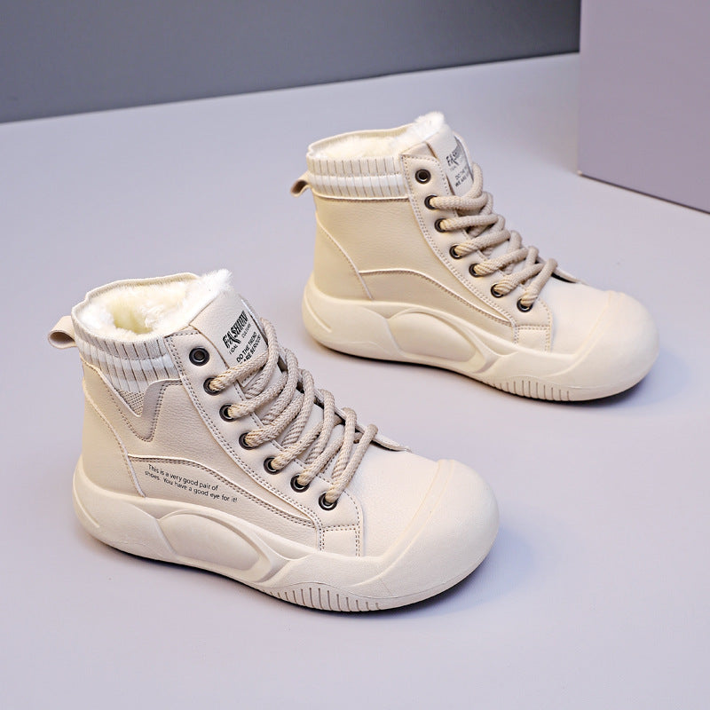 Mit Fleece gefütterte High-Top-Freizeitschuhe für Damen im Herbst und Winter