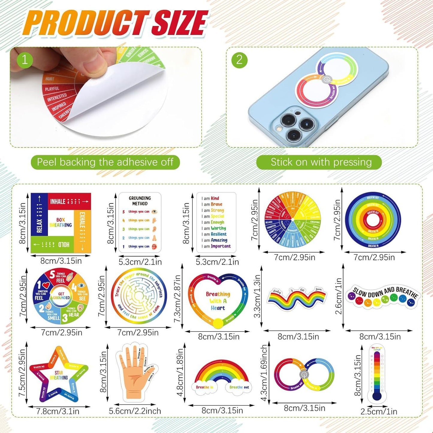 DecomDecompression Stickers Anxiety Strip Management Stickers Sensory Articles Fingertip Stickers 15 Pieces