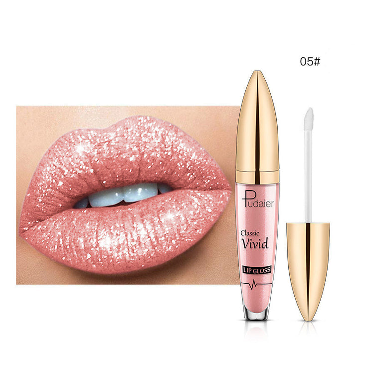 Pudaier Sip Glitter Flip Matt Schimmer Lipgloss Keine Flecken auf der Tasse Diamant Lippenstift