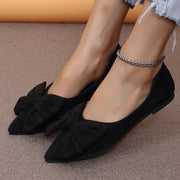 Flache Schuhe mit großer Schleife und spitzer Spitze, niedrige Absätze, modische, lässige, atmungsaktive Slip-On-Flats für Damen