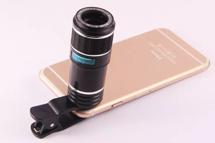 Compatible with Apple, Apple Samsung mobile zoom lens clip universal 70 degree 12 times wide angle high definition green film optical glass lens