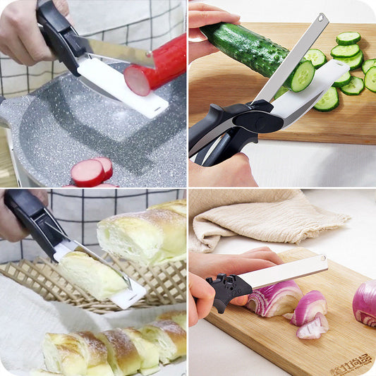 Stainless Steel Scissors Multifunctional Scissors Cutting Machine 2 in 1 Cutting Board Utility Knife