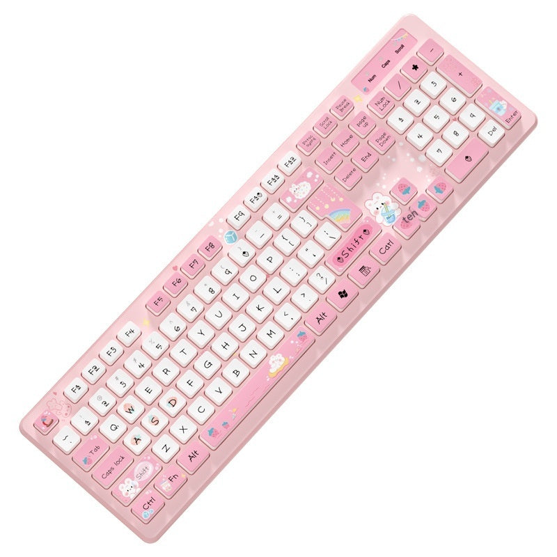 Milk Tea Rabbit Cute Chocolate Wired Keyboard