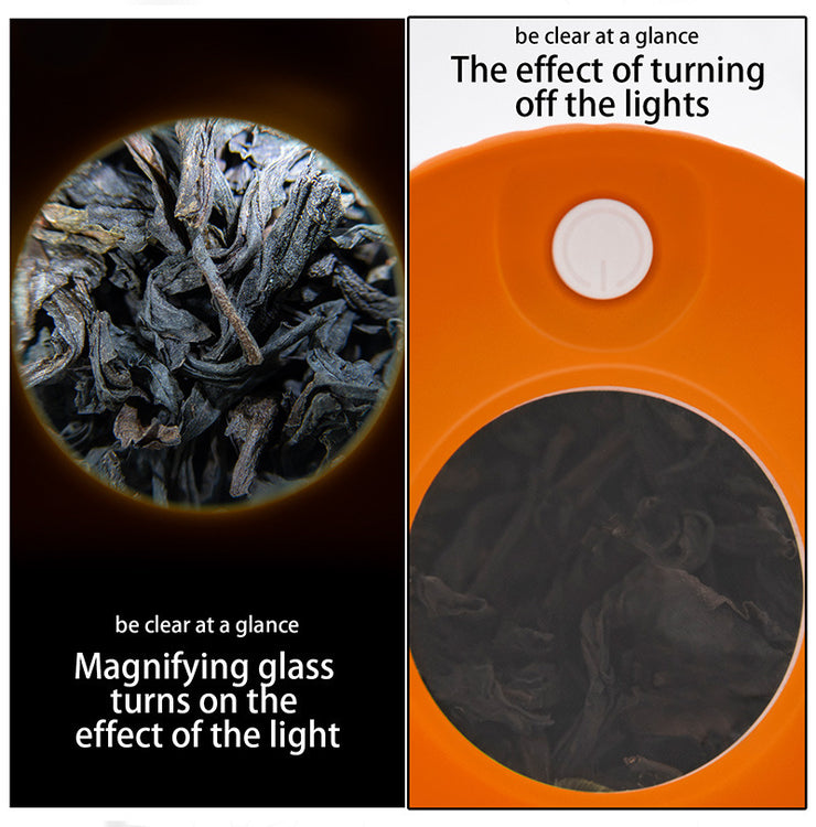 Multifunktionales LED-Tabak-Vorratsglas mit Tabakpfeifenmühle aus Metall, Lupe, feuchtigkeitsbeständige, versiegelte Dose, Raucherzubehör