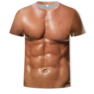 Muskeln Herren Beliebtes Trendy T-Shirt 3D Digital Gedruckt Kurzarm Top