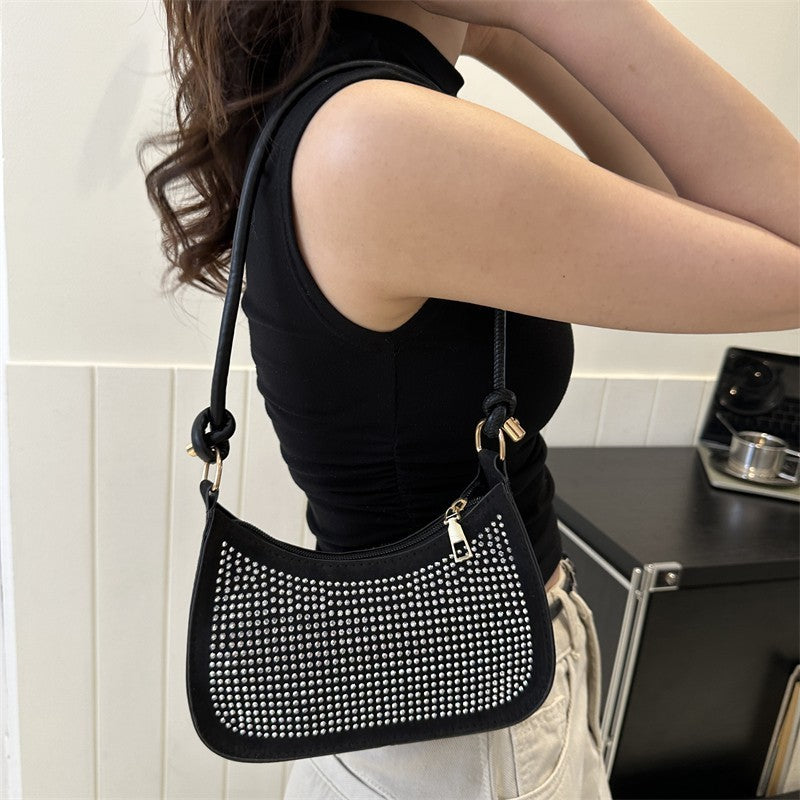 Diamond-embedded underarm bag western style fashion leisure shoulder bag