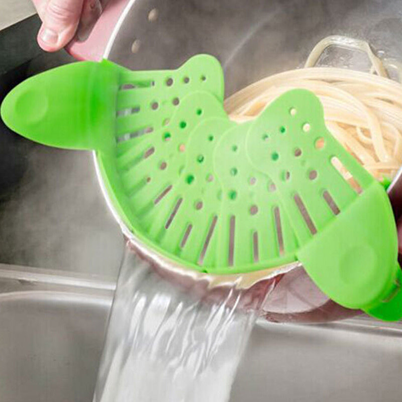 Universal Silikon-Clip-on-Pan-Topf-Sieb Anti-Spill-Pasta-Sieb Lebensmittel-Reis-Frucht-Sieb-Küchen-Gadgets