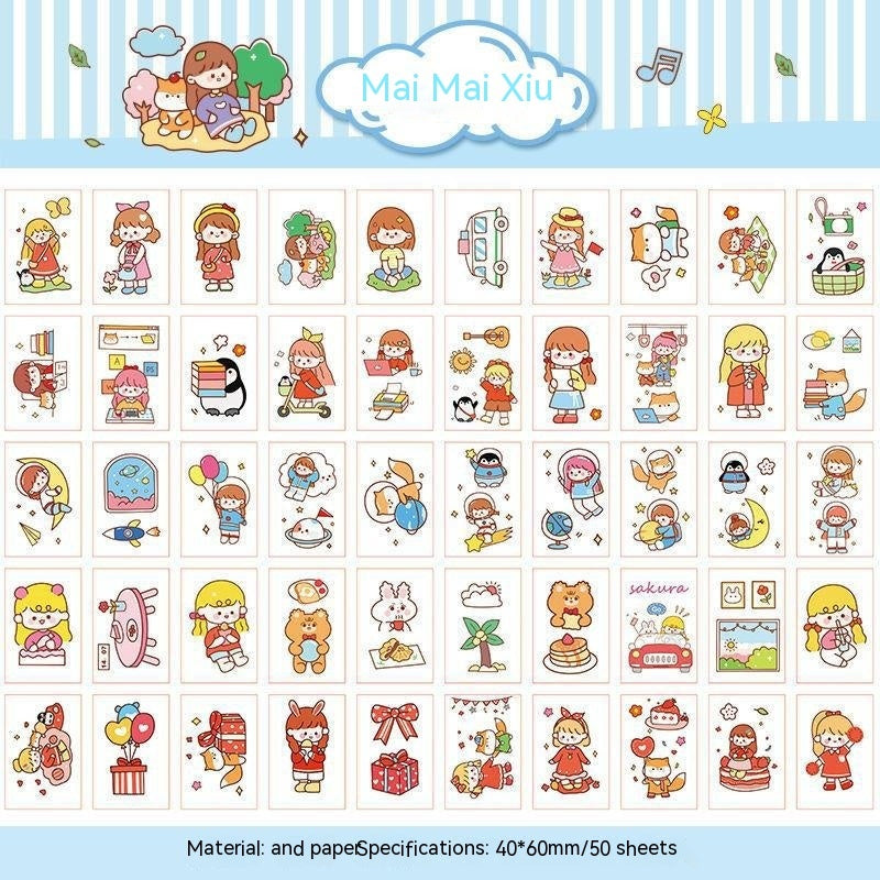 Stickers Hand Account Painting Heart Stickers Notebook Special Screen Protector Japanese Paper Cartoon Characters