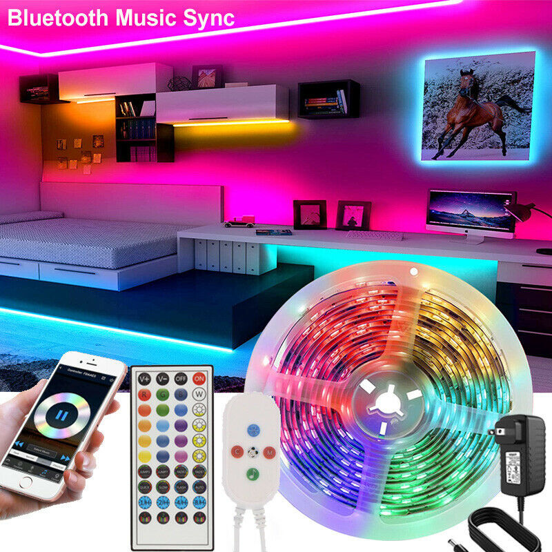 Led Strip Lights 5050 RGB Bluetooth Room Light Color Changing with Remote Control