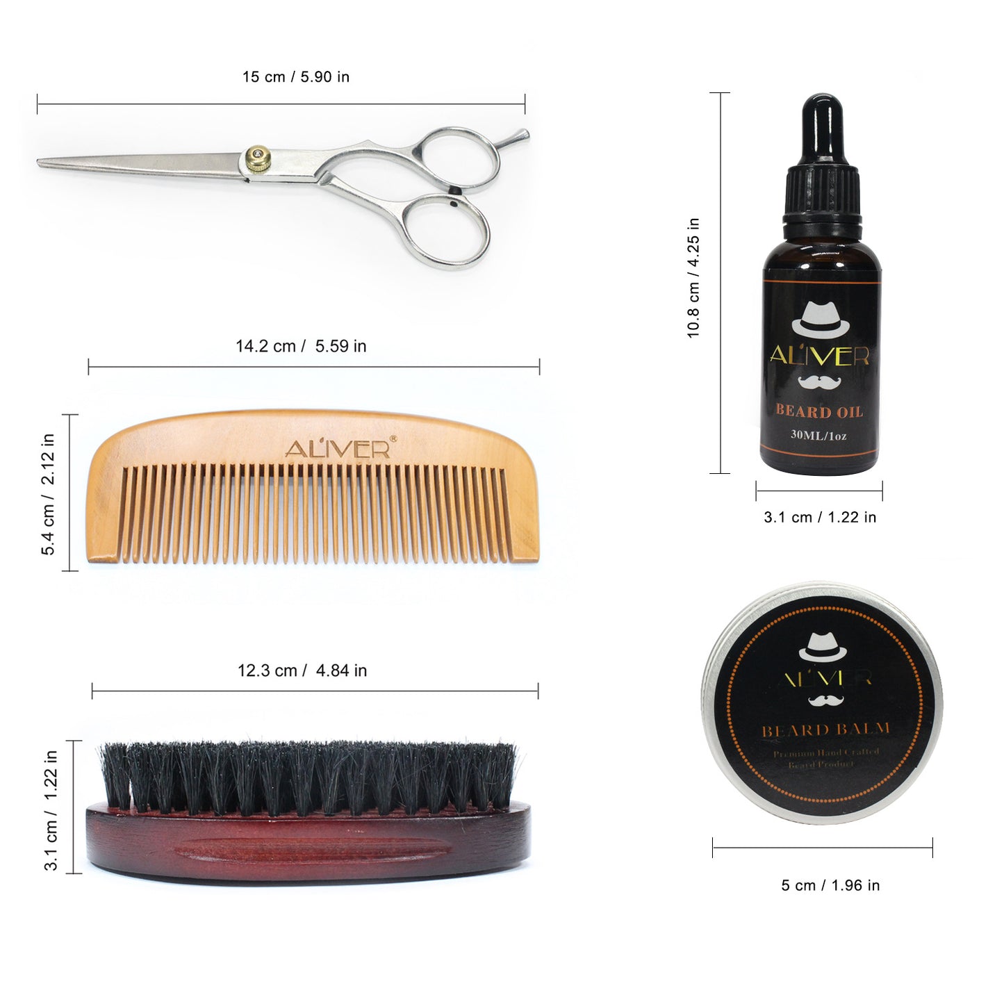 ALIVER men's beard portable styling comb beard comb brush cream oil beard water suit