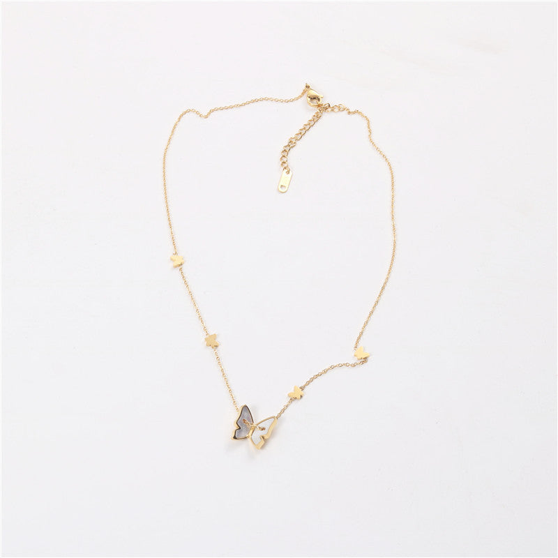 Shell Butterfly Necklace Ins Cold Style 18K Gold