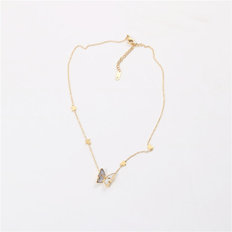 Shell Butterfly Necklace Ins Cold Style 18K Gold