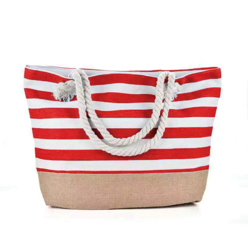 Striped beach bag, casual shoulder bag