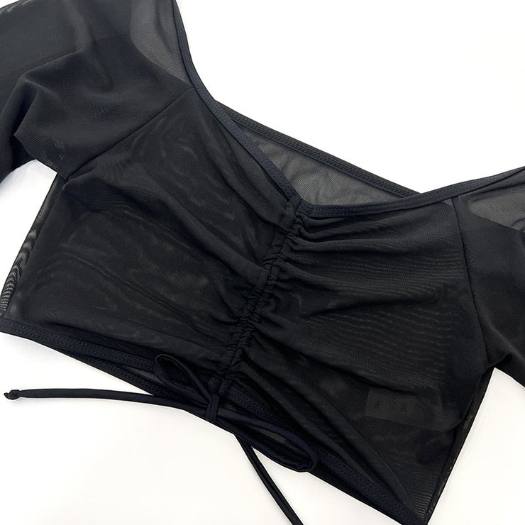 Bikini Vierteiliger schwarz Mesh