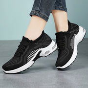 Lace-up Air Kissen Sneakers Frauen fliegen gewebt atmungsaktiv Casual Mesh Schuhe Sommer