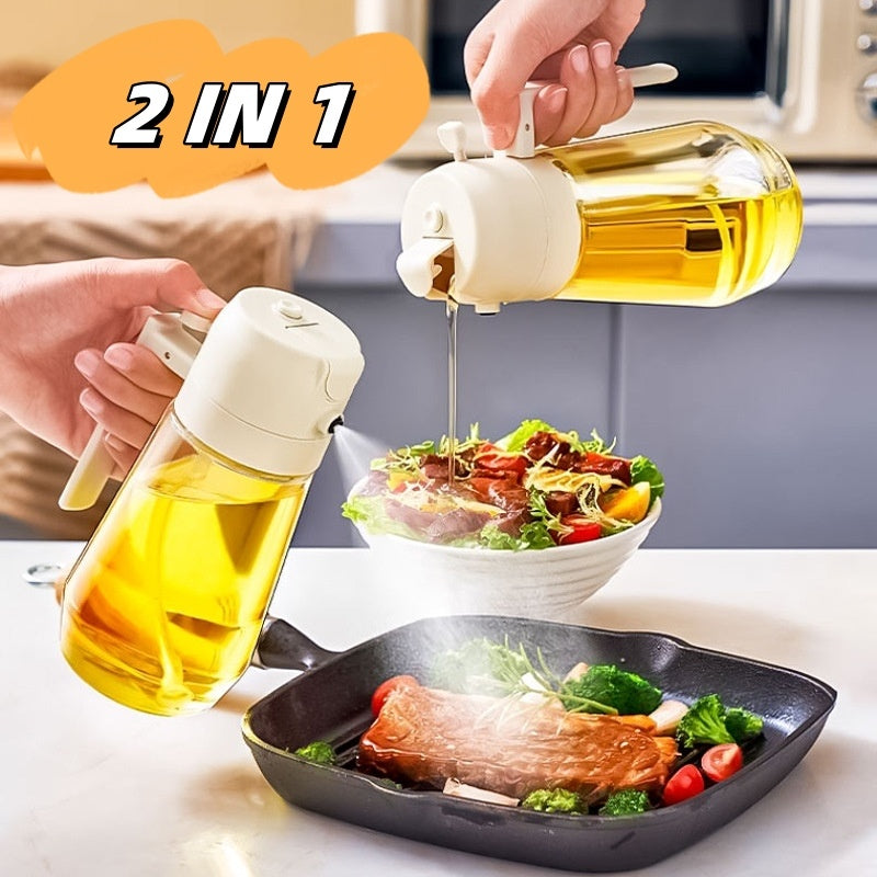 Two-in-One Glass Oiler Automatic Pressing Large Capacity Spray Oil Dispenser Bottle