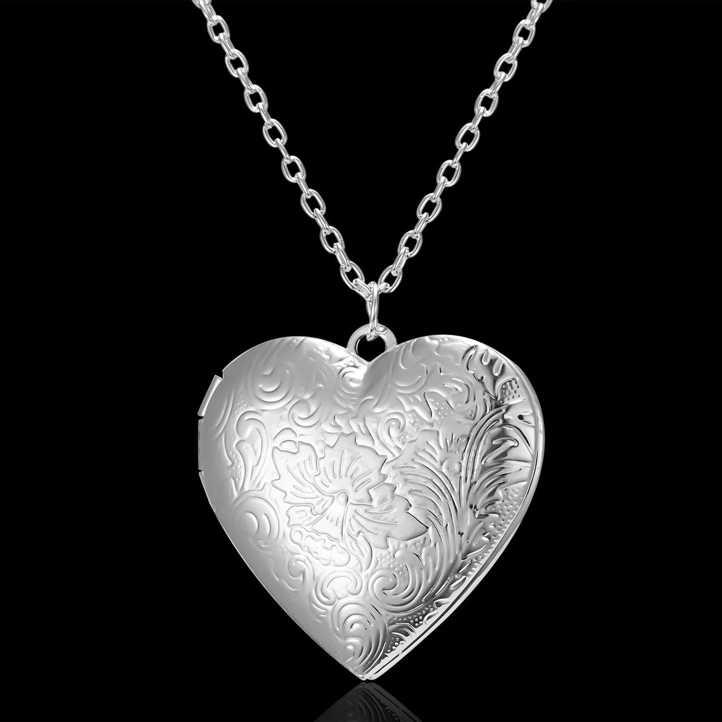 necklace with heart-shaped picture frame pendant