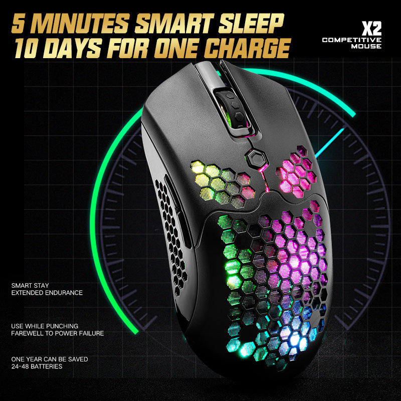 Wolf X2 Wireless Mouse RGB Dual-Mode Gaming Mouse 