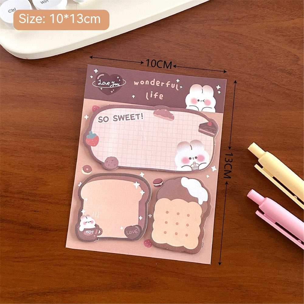 Cartoon Combination Sticky Notes Girly Style Creative Message Special-shaped Stickers Student Cute Hand Account Note Paper