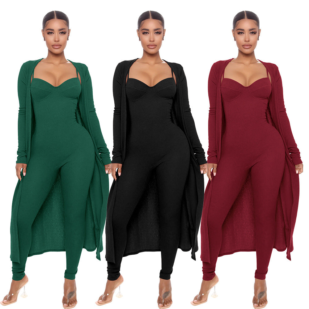 Women's Sling Jumpsuit Casual Loose Long Sleeve Jacket