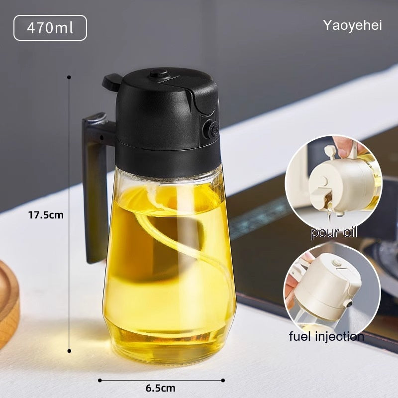 Two-in-One Glass Oiler Automatic Pressing Large Capacity Spray Oil Dispenser Bottle