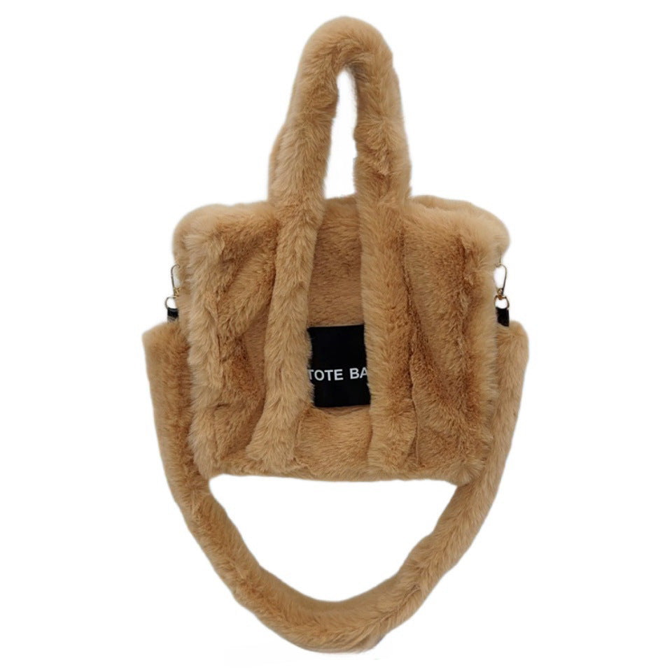 Women's Faux Rabbit Fur Portable Large-capacity Crossbody Bag