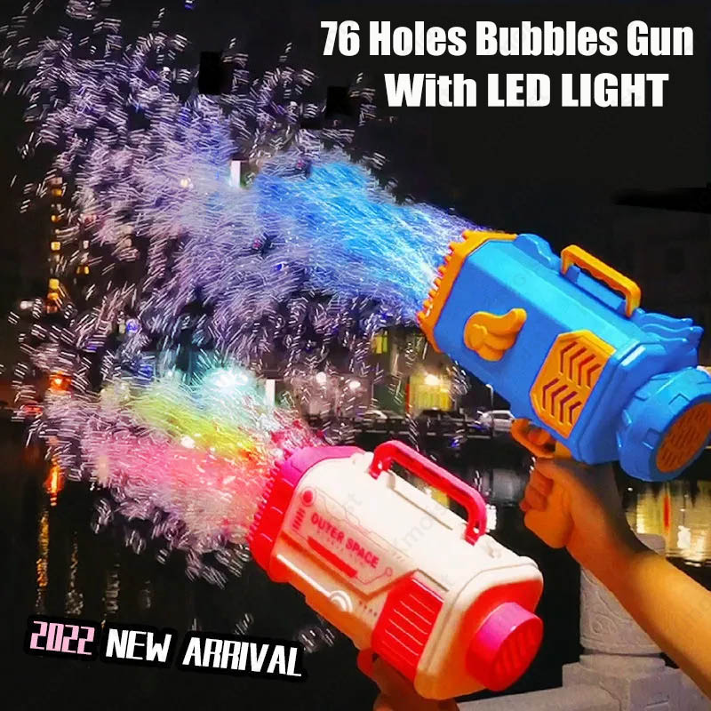 Soap Bubble Gun Rocket 69 Holes Automatic Blower with Light