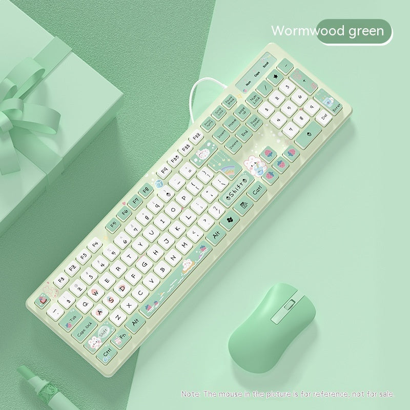 Milk Tea Rabbit Cute Chocolate Wired Keyboard