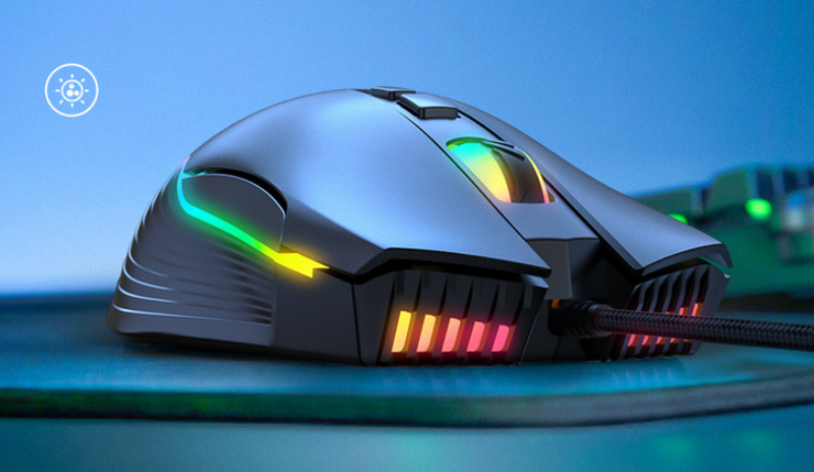 Gaming-Maus mit sieben Geschwindigkeiten, DPI einstellbar, RGB-Licht