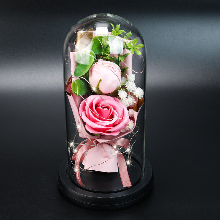 Lampe mit Glasschirm „Rosé“