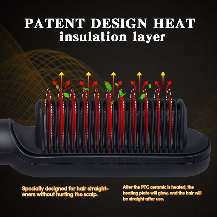 Elektrische 2-in-1-Haarglättungsbürste, Warmkamm-Einstellung, Hitze-Styling-Lockenwickler, Anti-Verbrühungs-Kamm