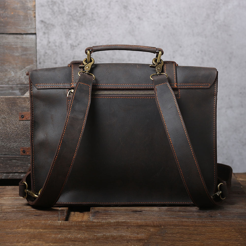 Simple cowhide briefcase men and women shoulder bag backpack