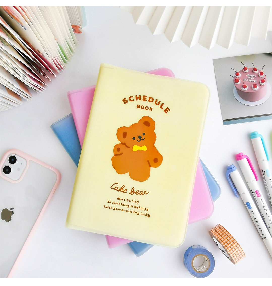 Little Bear Plastikhülle Zeitplan Buch süßes Mädchen Herz Vollfarb-Notizbuch