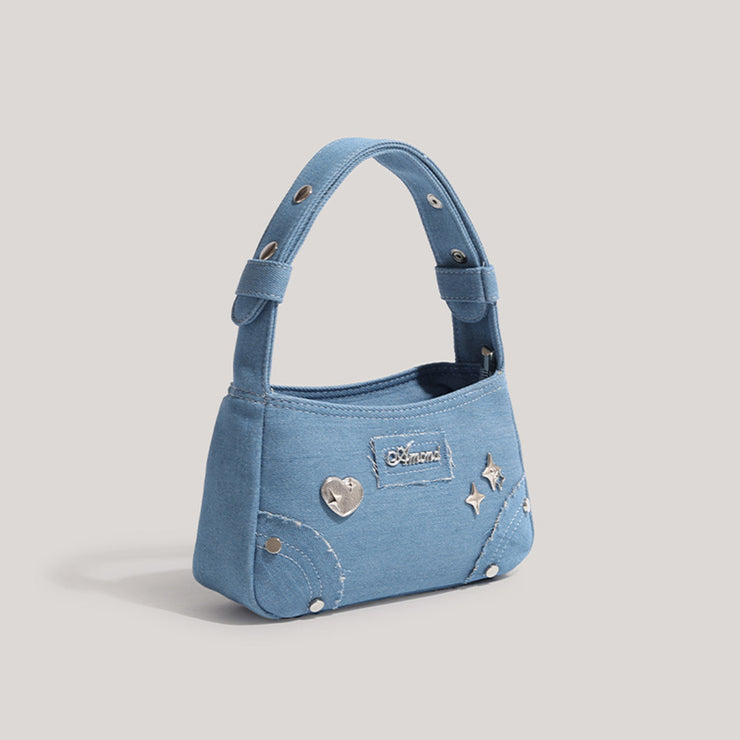 Retro Minderheit Design Kleine Handtasche Sommer Neue Metall XINGX Denim